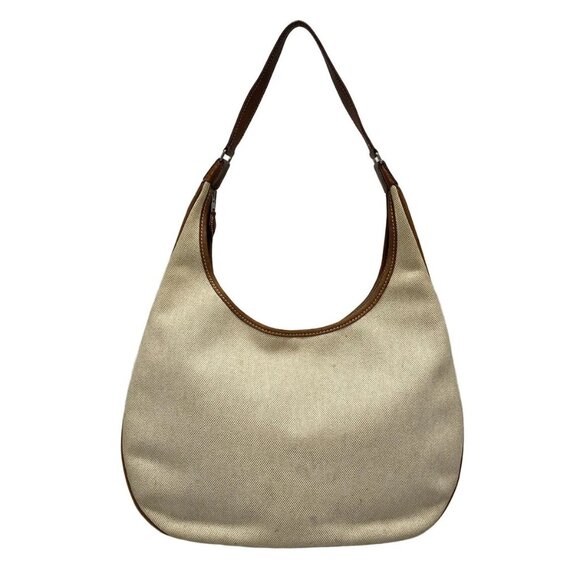 Auth HERMES Gao - Beige Brown Toile H Leather Square E Shoulder Bag - Picture 1 of 16